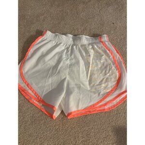 Nike Dri-Fit XS Tempo Running Shorts With Metallic Logo White/Neon Orange Trim